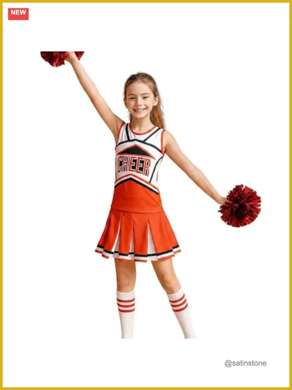 Girls Cheerleading Costume Set with Pleated Skirt